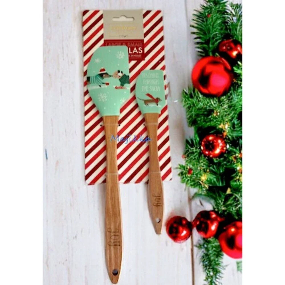 Christmas Dachshund Doxie Large Mini Spatula Set of 2 Through the Snow Dogs